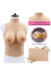 Buste long faux seins 100% silicone col haut, bonnet C-D
