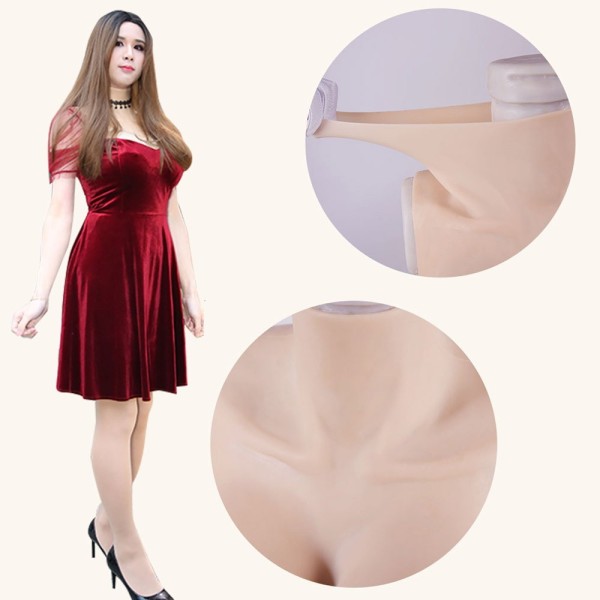 Buste faux seins bonnet élastique coton, col haut
