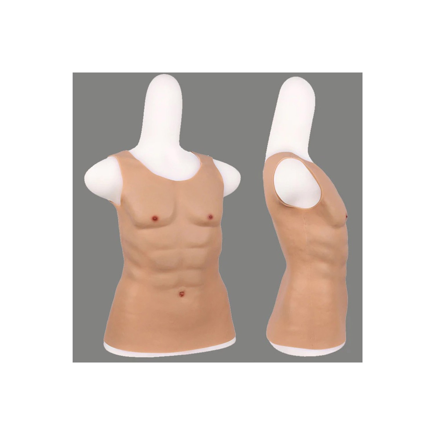 Buste masculin long, 100 % silicone