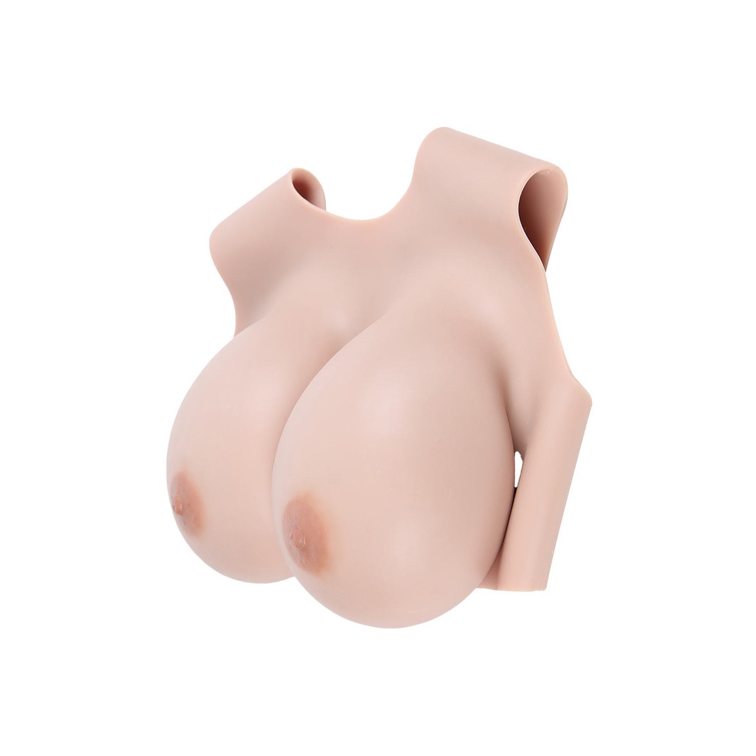 Buste faux seins silicone, encolure ronde, décolleté dos