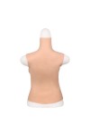 Buste long faux seins, 100% silicone, col haut, Bonnet C-D-E-G