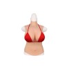 Buste long faux seins, 100% silicone, col haut, Bonnet C-D-E-G