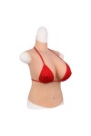 Buste long faux seins, 100% silicone, col haut, Bonnet C-D-E-G