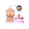 Buste long faux seins, 100% silicone, col haut, Bonnet C-D-E-G