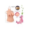 Buste long faux seins silicone, col haut, Bonnet D