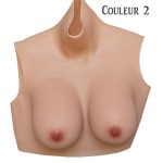 Ensemble buste faux seins, col haut+boxer silicone