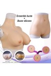 Ensemble buste faux seins, col haut+boxer silicone