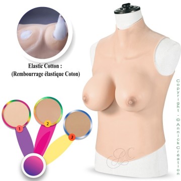 Buste long faux seins col haut, bonnet C-D