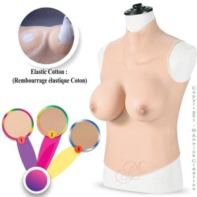 Buste long faux seins col haut, bonnet C-D