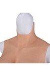 Buste long faux seins silicone, haut de gamme, col haut