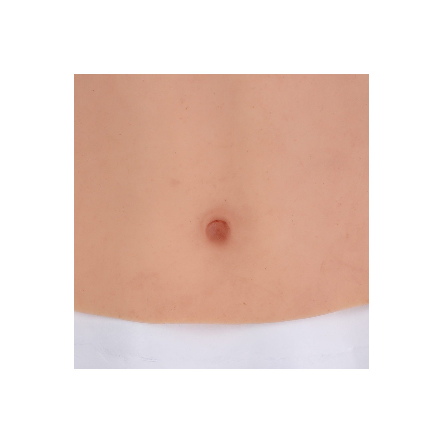Buste long faux seins silicone, haut de gamme, col haut