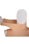Buste long faux seins silicone, haut de gamme, col haut