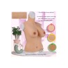 Buste long faux seins silicone, haut de gamme, col haut
