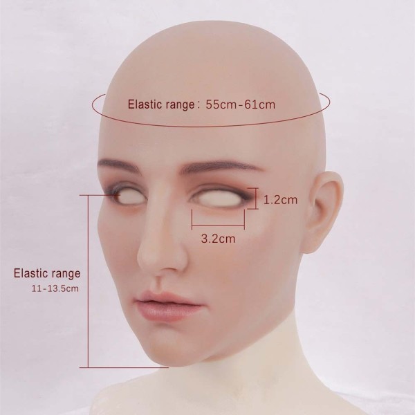 Masque féminin réaliste tête pleine, haut de gamme