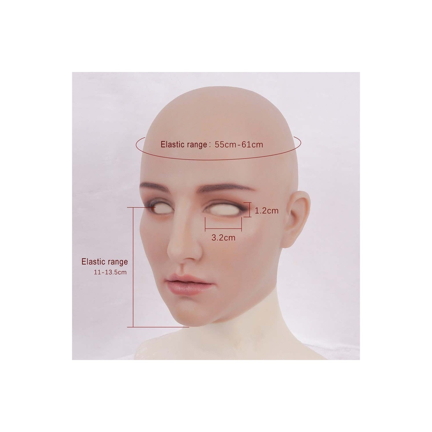 Masque féminin réaliste tête pleine, haut de gamme