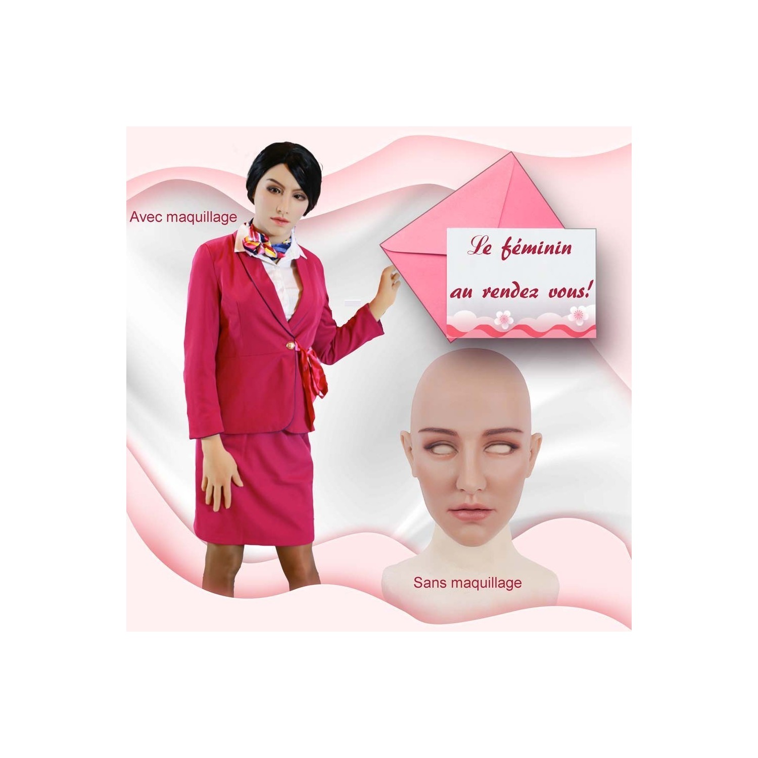 Masque féminin réaliste tête pleine, haut de gamme Masque féminin réaliste tête pleine, haut de gamme