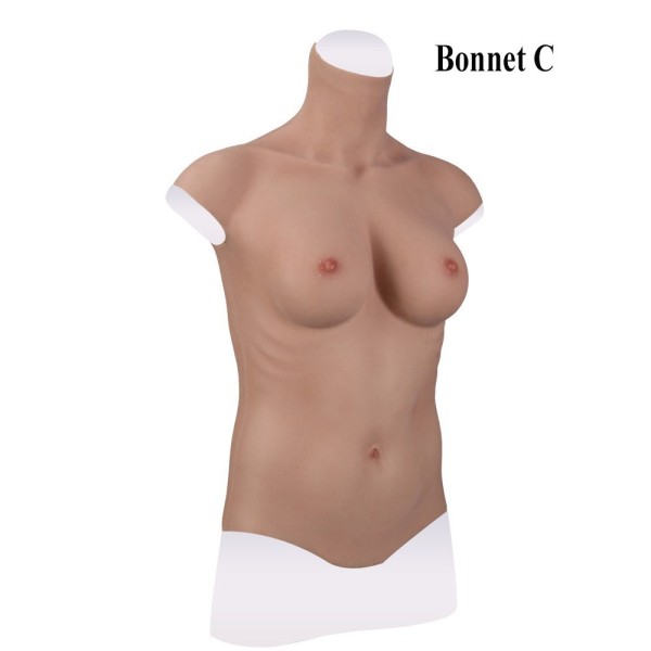 Buste long faux seins new design, col haut