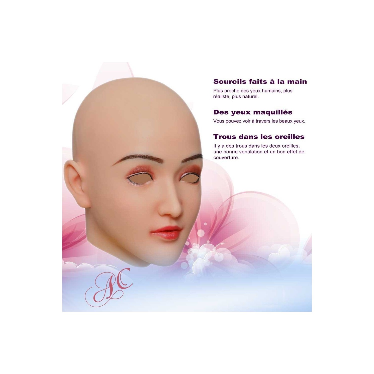 Masque féminin tête pleine, un visage réaliste Masque féminin tête pleine, un visage réaliste