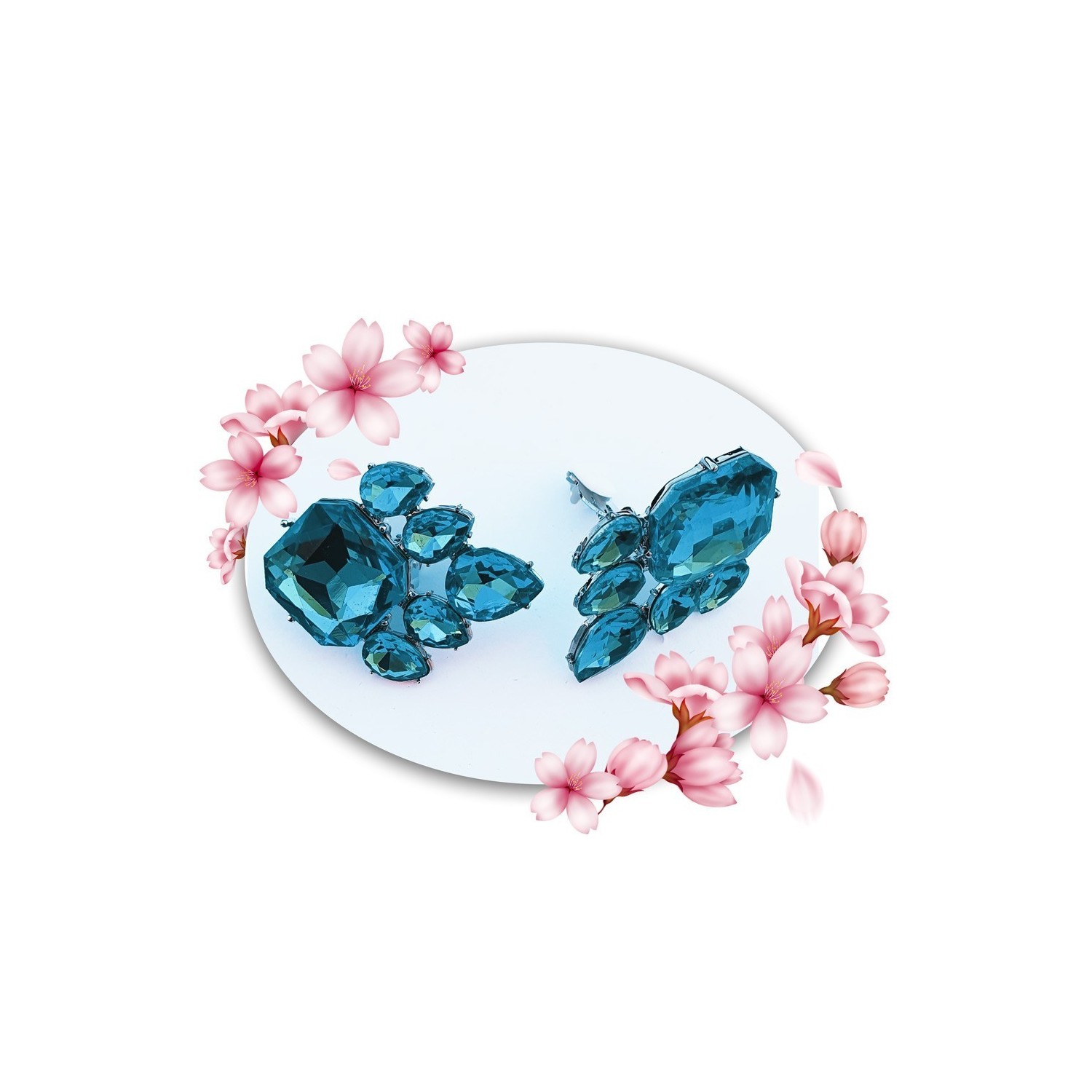 Boucles d'oreilles clips, pierres de synthèse
