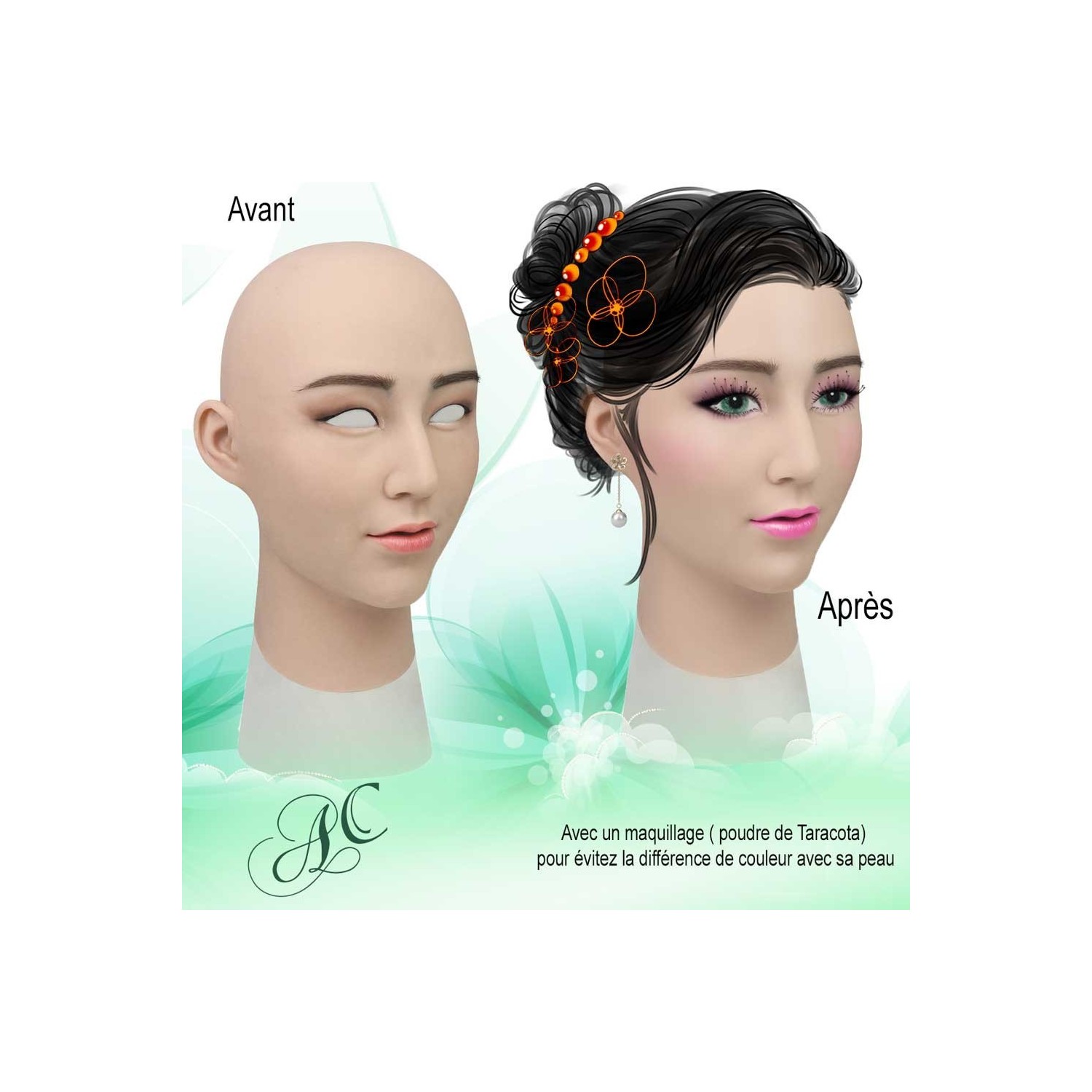 Masque féminin tendance en silicone, tête pleine Masque féminin tendance en silicone, tête pleine
