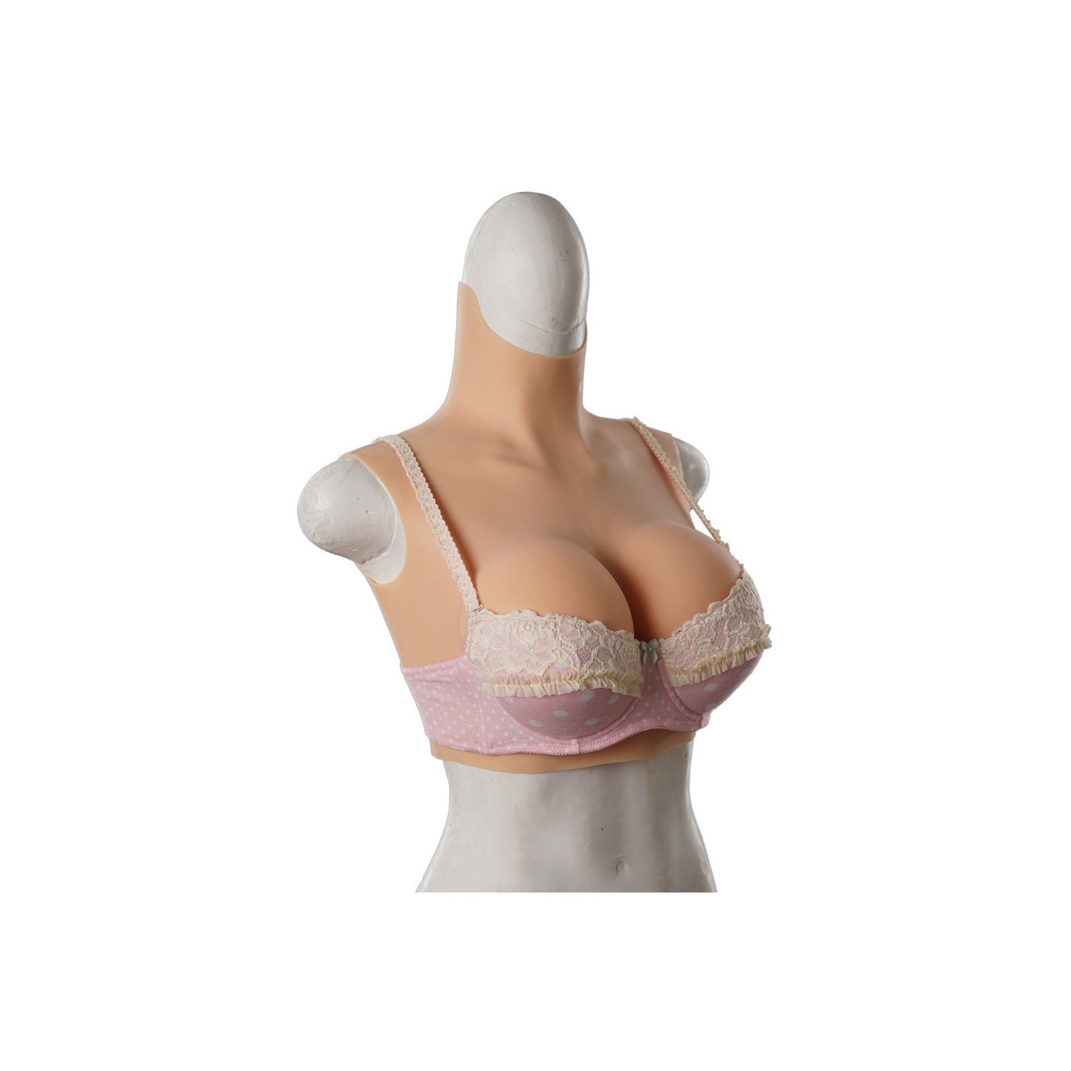 Buste faux seins silicone, col haut