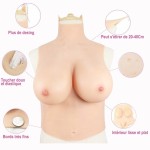 Buste long gros seins en silicone, col haut