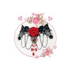 Collier gothique dentelle et perles, avec une rose