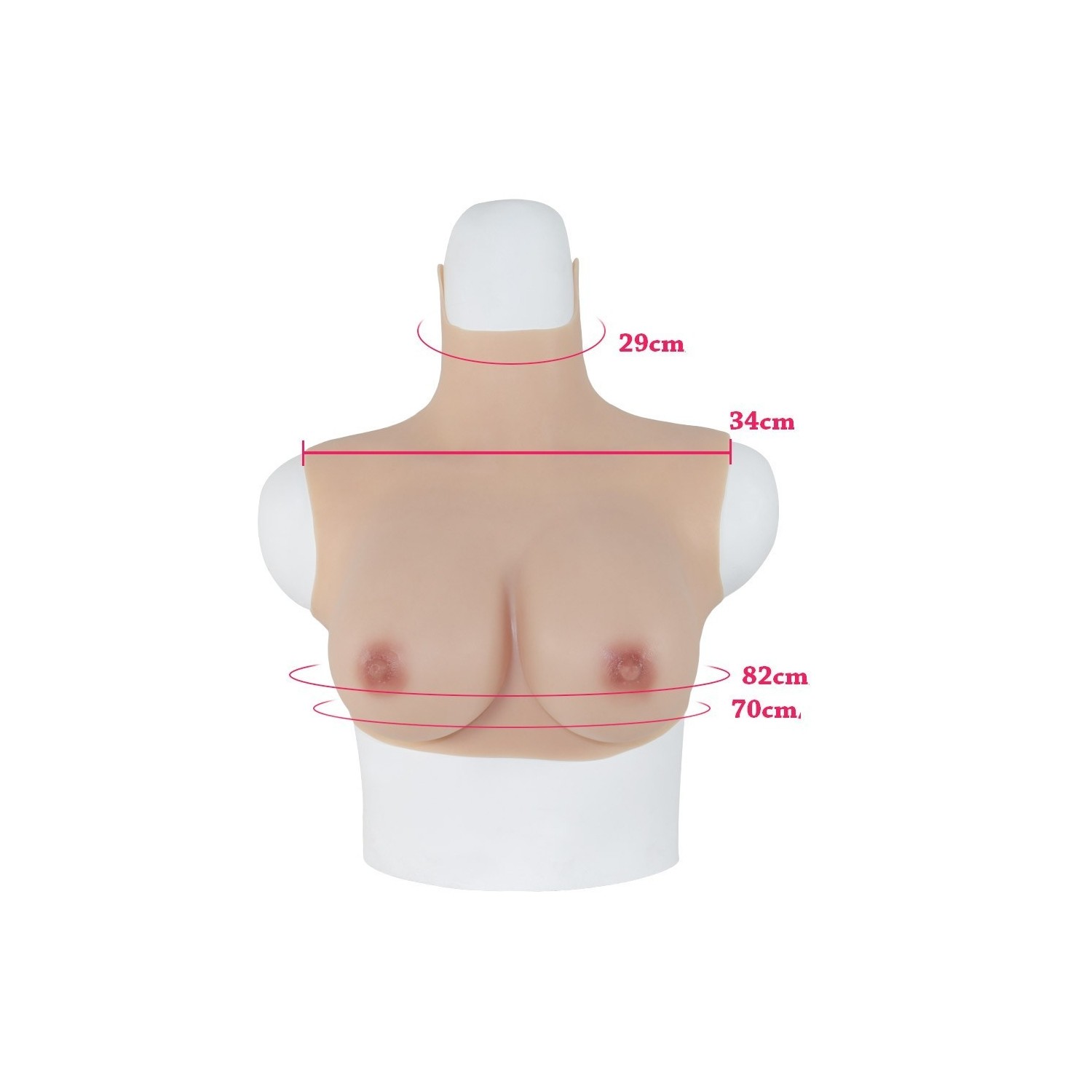 Buste faux seins, col haut, Bonnet C