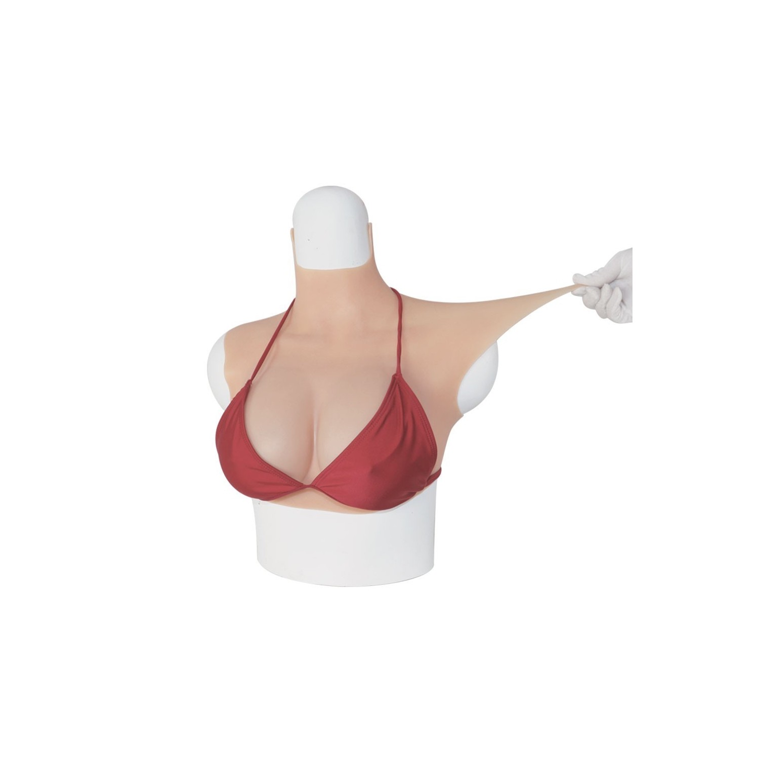 Buste faux seins sans démarcation, col haut