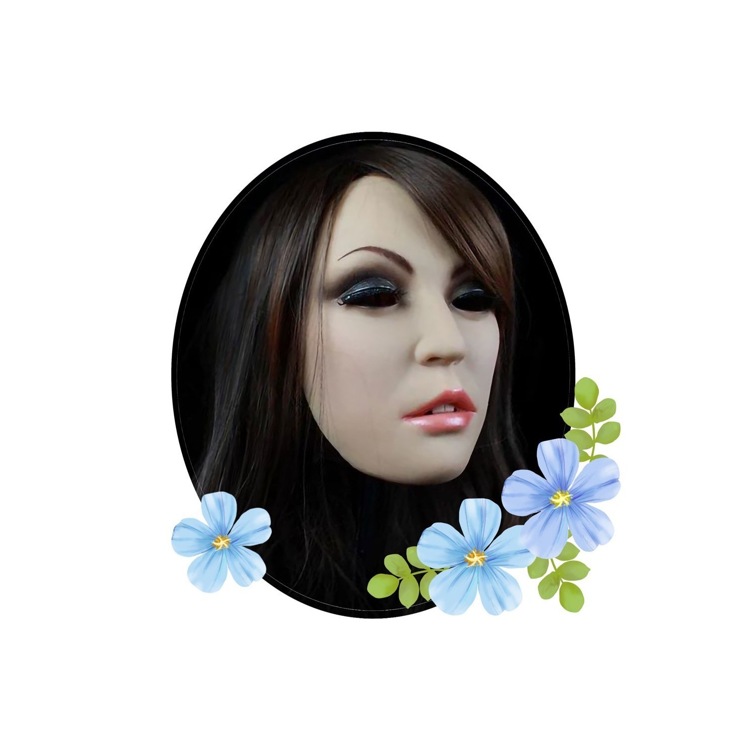 Masque en silicone demi-tête, un visage féminin stupéfiant Masque en silicone demi-tête, un visage féminin stupéfiant
