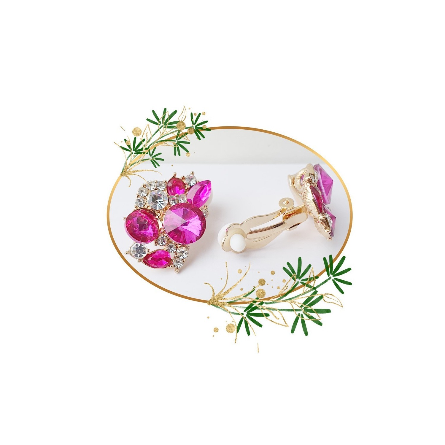 Boucles d'oreilles clips, ornée de strass Boucles d'oreilles clips, ornée de strass