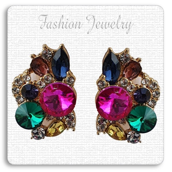 Boucles d'oreilles clips tendance, ornée de strass