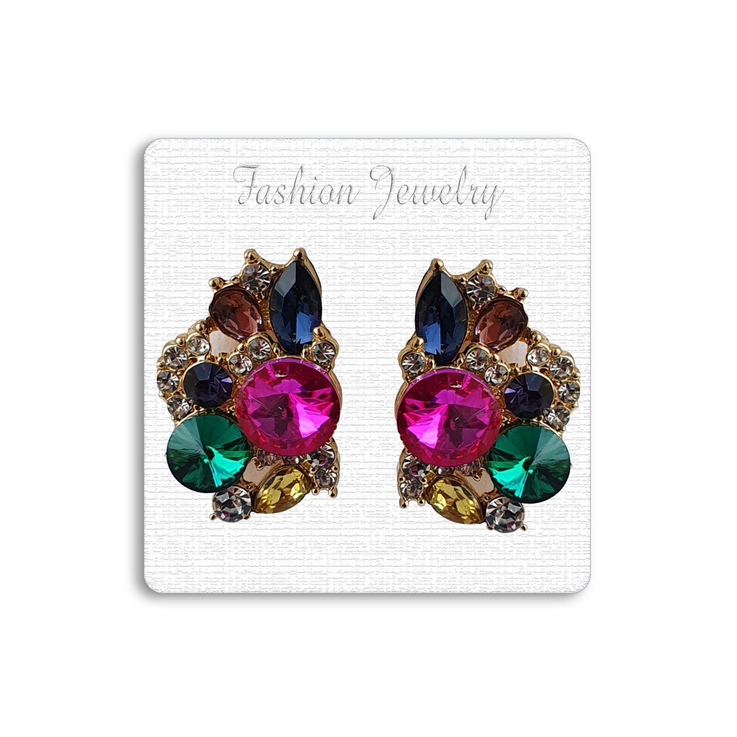 Boucles d'oreilles clips tendance, ornée de strass