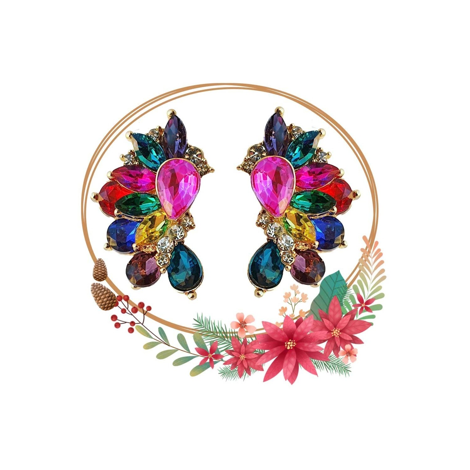 Boucles d'oreilles fantaisies clips, ornée de strass