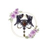 Ras de cou gothique dentelle noir et doré, médaillon strass rouge