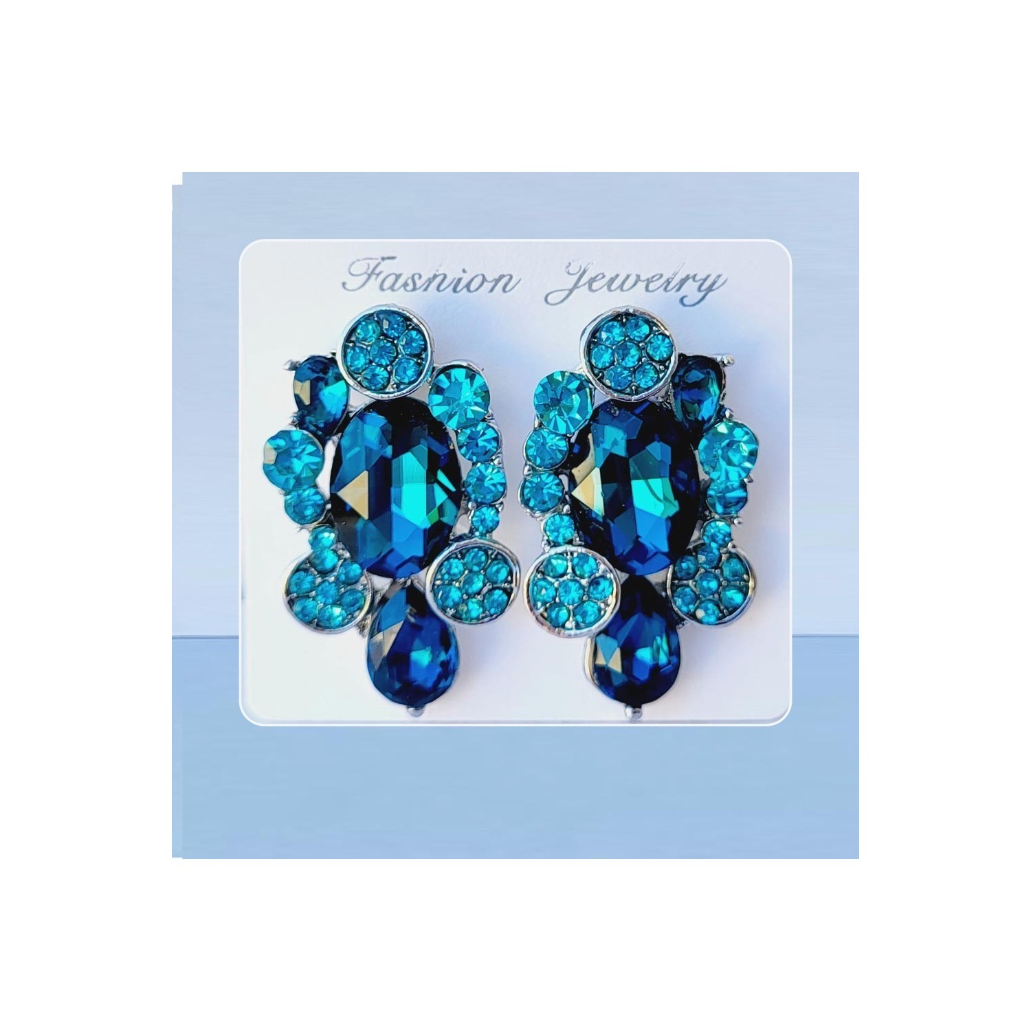 Boucles d'oreilles clips, en pierres de synthèse