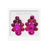 Boucles d'oreilles clips fuchsia, monture argentée