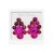 Boucles d'oreilles clips fuchsia, monture argentée