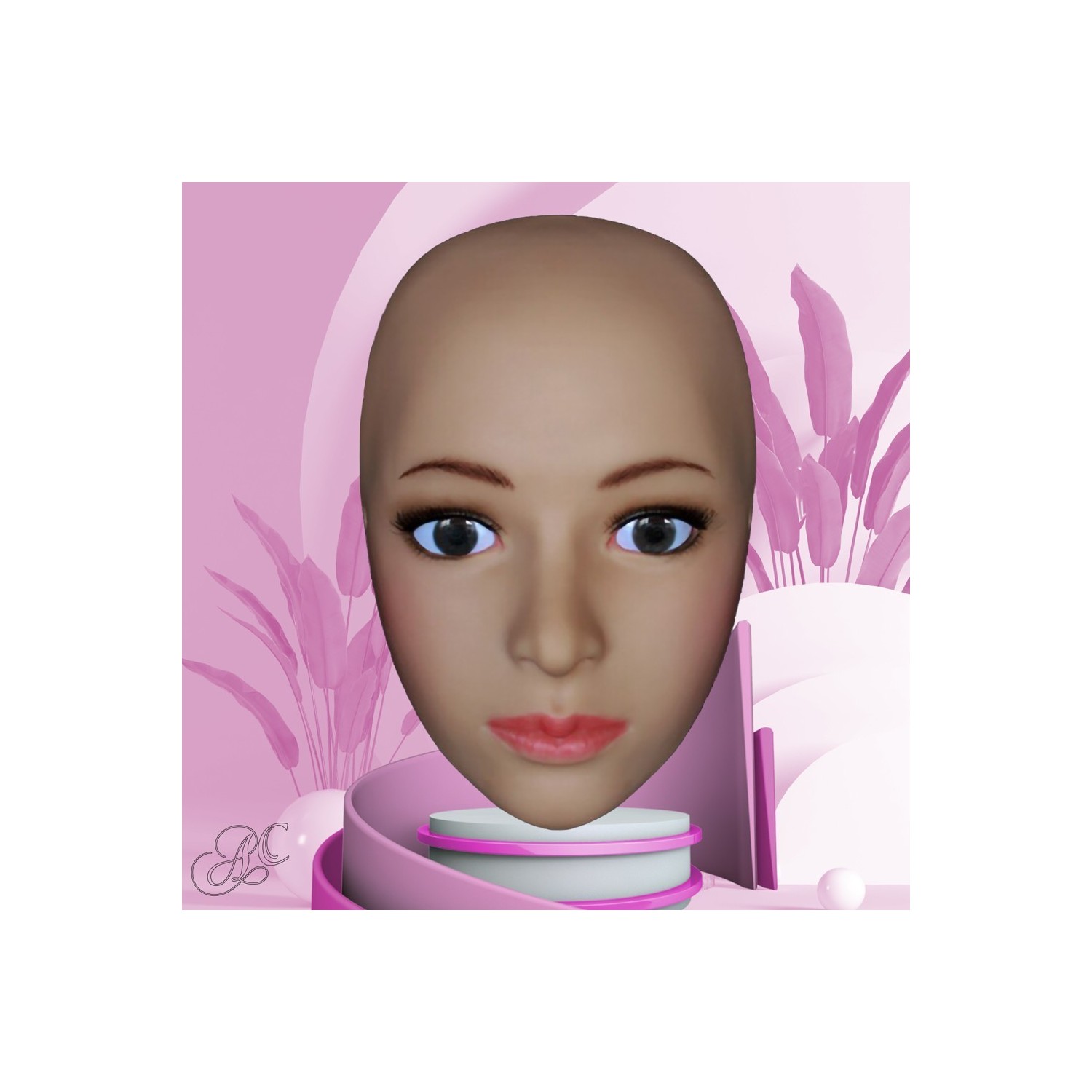 Masque silicone demi-tête, un visage femme réaliste