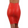 Jupe crayon wetlook rouge taille haute zip dos
