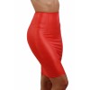 Jupe crayon wetlook rouge taille haute zip dos