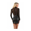 Robe effet cuir noir manche longue et dos voile