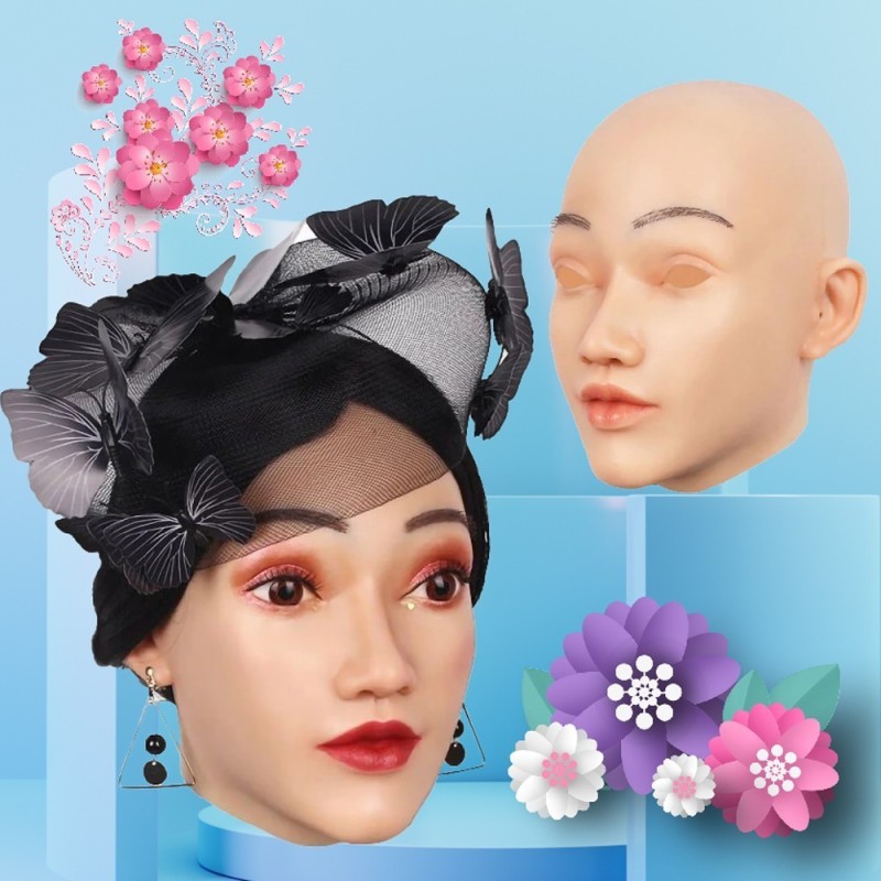 Masque en silicone tête pleine, visage réaliste