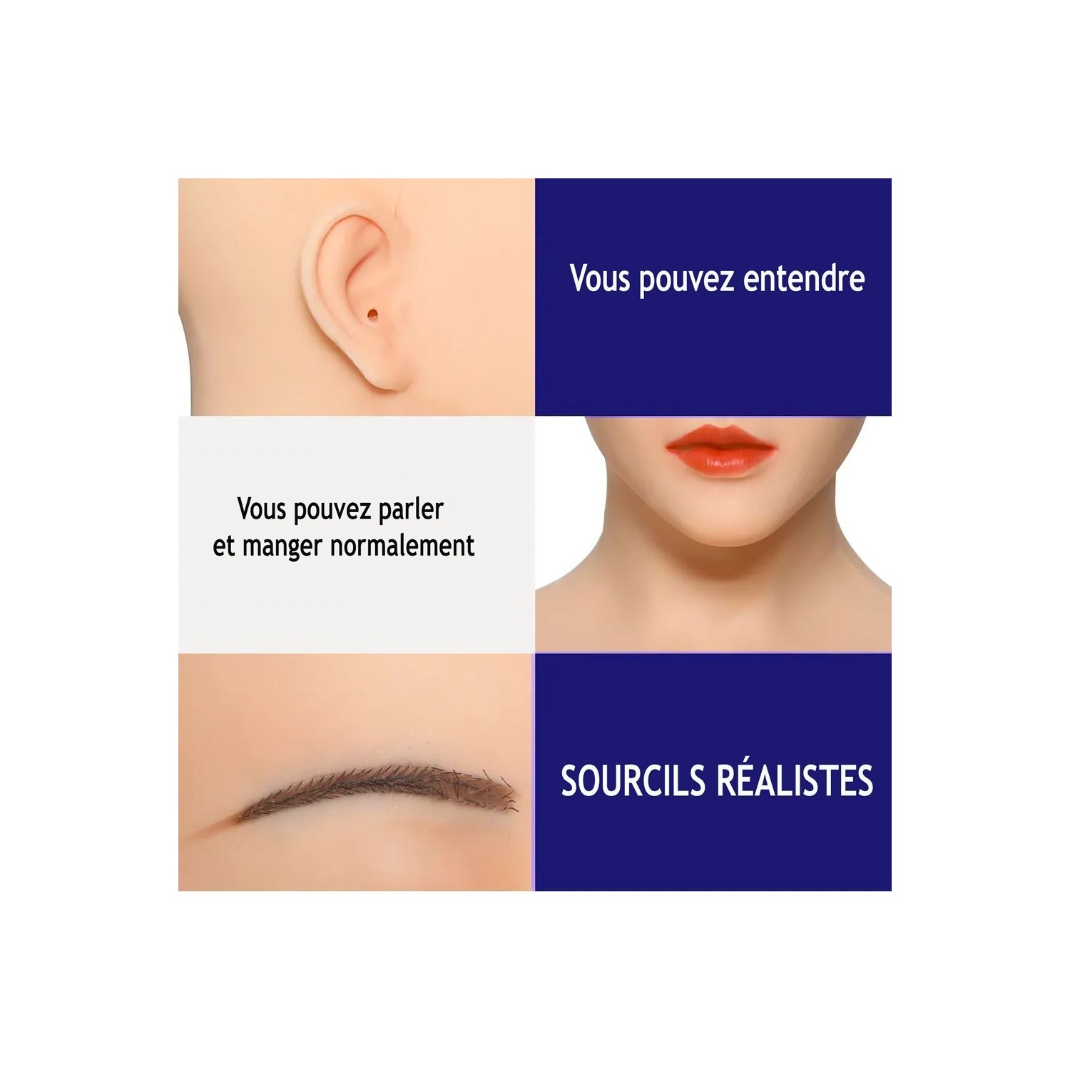 Masque en silicone tête pleine, visage réaliste