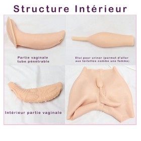 Panty faux vagin en silicone, rehausseur de fesses