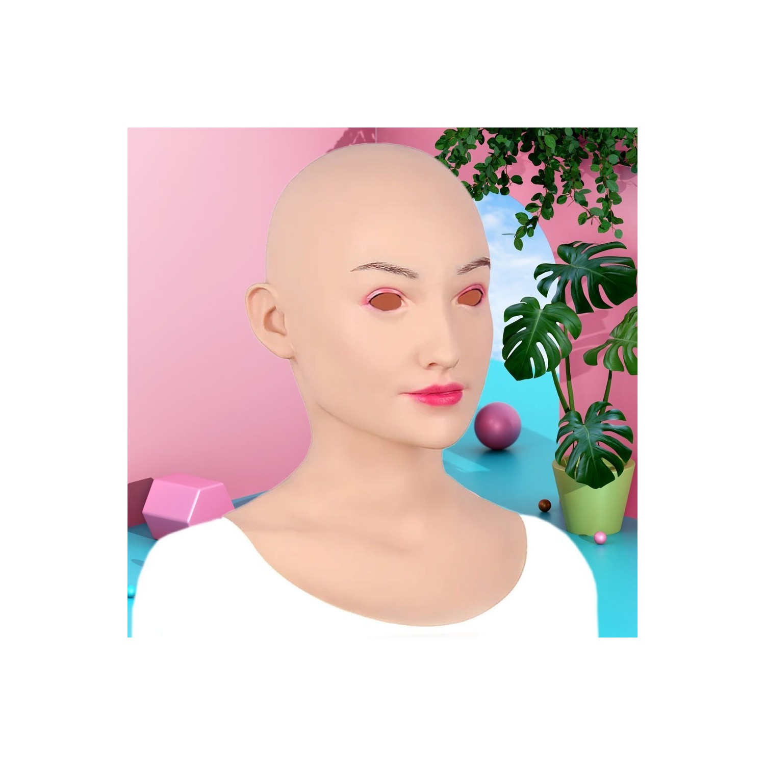 Masque réaliste en silicone tête pleine, avec plastron