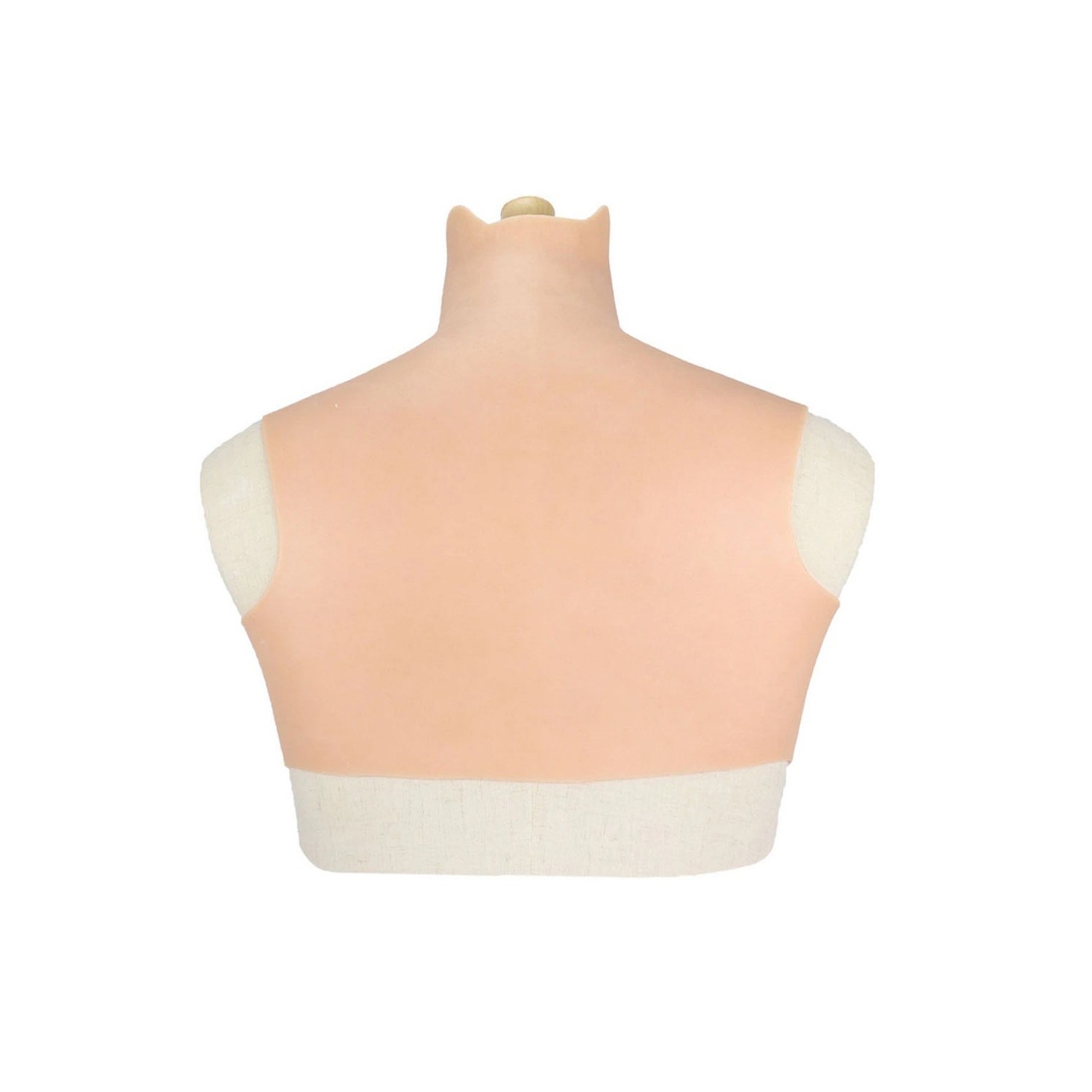 Buste faux seins bonnet élastique coton, col haut