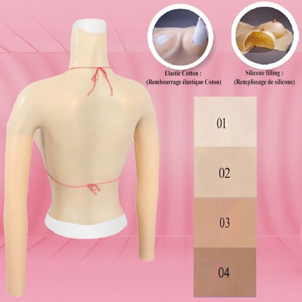 Buste faux seins manches longues, col haut