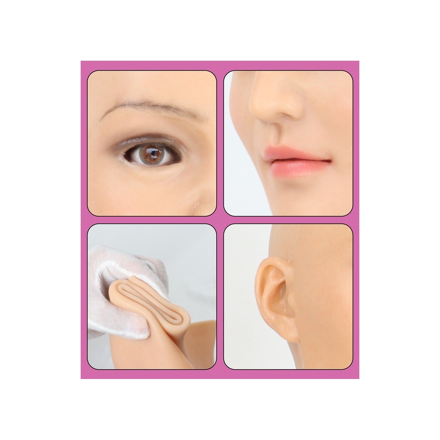 Buste faux seins réaliste, masque intégré