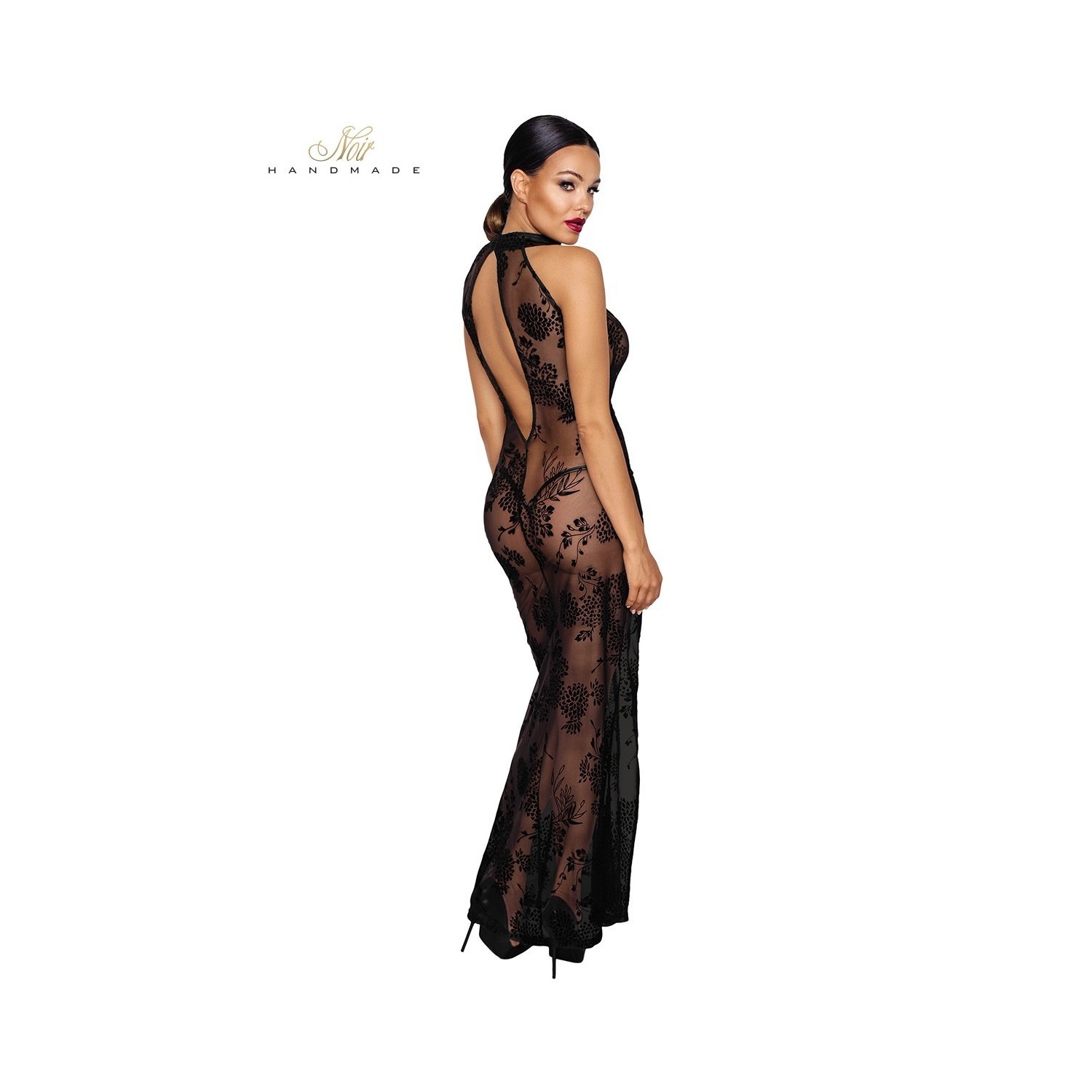 Robe longue en tulle floqué F239